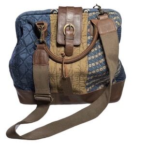 MO&CO Leather Patchwork Quilted
Satchel handbag brass Buckle
Embroidery